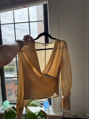 Reformation Honey Yellow Wrap-Front Blouse